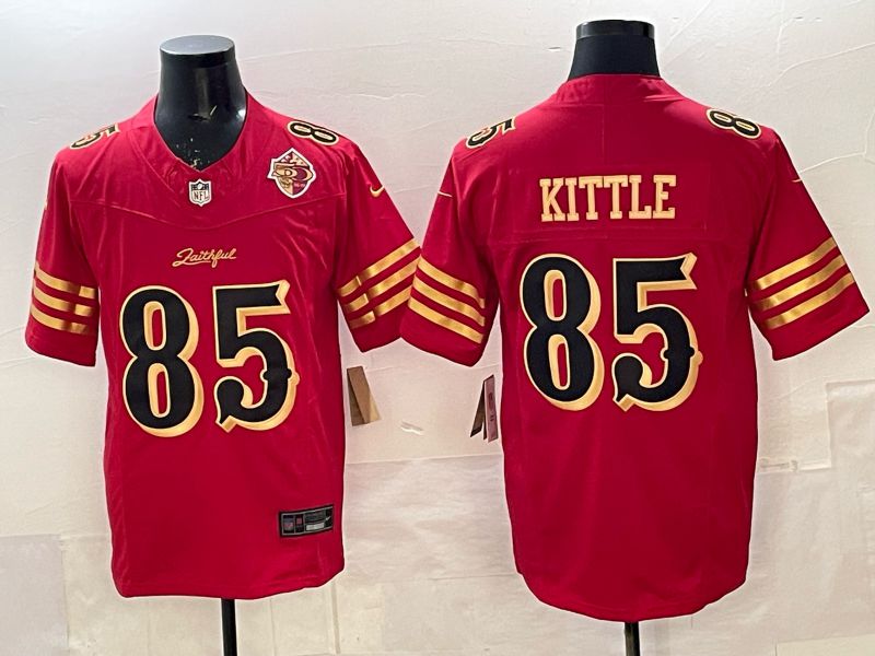 Men 2025 Nike San Francisco 49ers #85 Kittle red gold 5th generation Limited NFL Jersey 007->new york yankees->MLB Jersey